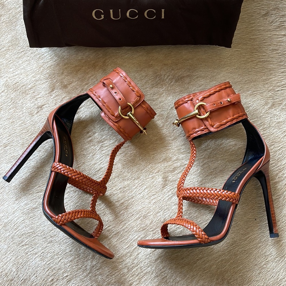 Gucci Malaga Kid Lifford Bitt Orange Size 36.5 - Picture 2 of 16